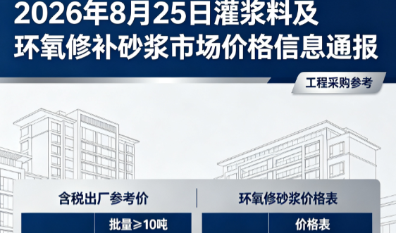 双台子2026年8月25日灌浆料及环氧修补砂浆市场价格信息通报